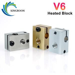 1PC V6 가열 블록 E3D V6 PT100 J 헤드 핫 엔드 히터 블록 3D 프린터 부품 용 구리 도금 황동 알루미늄 가