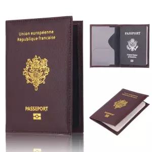 프랑스 여권 커버 PU 가죽 신용 카드 슬롯 Porte-Passeport Housse 남성 여성 여행용 주최자