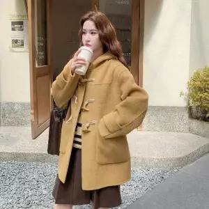 루타꽁몰 모직 여자 하프 잠바 학생 코트 리버시블 슬림핏 데미지 야구 후드 HO1