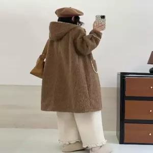 루타꽁몰 모직 여자 롱 코트 야구 후드 싱글 잠바 HO1