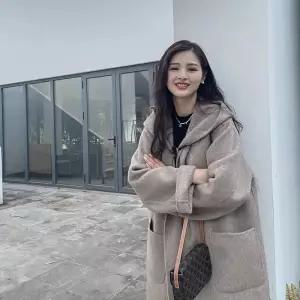 루타꽁몰 모직 여성용 하프 오피스룩 후드 잠바 코트 슬림핏 야구 스트링 HO1