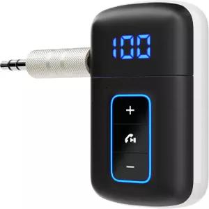 다마이케 블루투스 5.3 차량용 수신기 LED 화면 노이즈 캔슬링 3.5mm AUX 어댑터 유선 헤드폰/홈