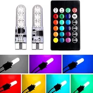 리모컨이 있는 OtpOutopa 자동차 T10 RGB LED 전구 폭 조명 W5W 194 168 2825 스트로브 16가지 색상 5050