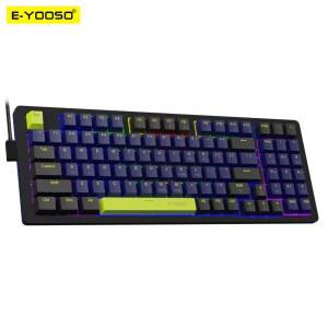 키보드파우치 케이스 EYOOSO USB 기계식 게이밍 키보드 유선 컴퓨터 흑백 노트북 브라질 PC용 94 포르투갈어 러시아어 Z94 백라이트