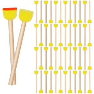 아크릴 페인팅을 위한 나무 손잡이 폼 스텐실이 있는 50Pcs 0.6인치 원형 스펀지 브러시 페인트 스펀지, 예술 및 공예용 페인팅 도구