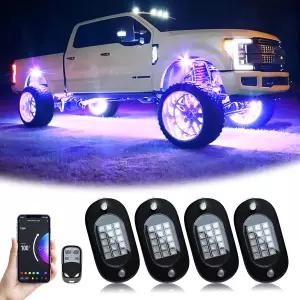 이라이 RGB LED 락 라이트 60개의 고휘도 다기능 네온 언더글로우 키트 방수 APP/RF 제어 멀티컬러 ATV RZR