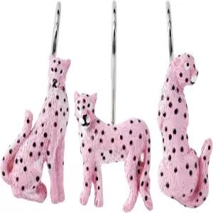 여름 열대 식물을 위한 알도팽 레오파드 장식 샤워 커튼 고리 정글 욕실 액세서리 금속 방청 귀여운 동물