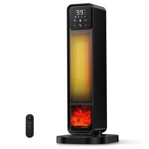 미코송 우주 히터 실내용 1500W 보호 난방 룸 팁 전기 리모컨이 과열 조용하고 사무실용 타워 침실 25인치 오버