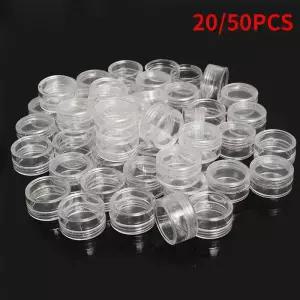 20/50pcs 2-5g 클리어 크림 항아리 미니 화장품 병 컨테이너 네일 아트 용 투명 냄비 밤용 작은 캔 주석