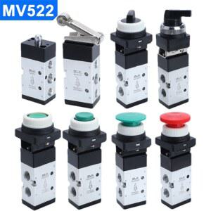 공압 기계식 밸브 MV322 MV522R PB EB TB 위치 방향 수동 공기 스위치 제어 순간 푸시 단추