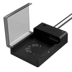 2.5인치 또는 3.5인치 HDD SSD UASP 및 22TB 지원ECDFFN용 냉각 팬이 내장된 SABRENT USB 3.0 to SATA 외장 하드 드라이브 레이 플랫 도킹 스테이션