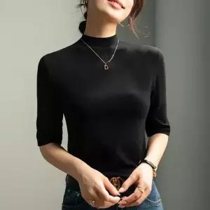 여자 니트 이너 봄가을 반폴라 톱 반팔 폴라티 반팔티 5부 OP2