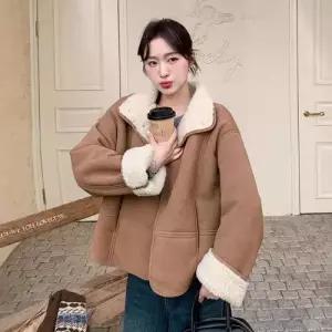 여사친 모피코트 따뜻한 코트 램스울 일체형 무스탕 OP1