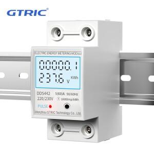 GTRIC 에너지 미터 2P 단상 전압 소비 측정기 LCD 디지털 디스플레이 DIN 레일 230VAC 80A