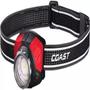 Coast FL85R 1000 루멘 트라이 컬러(화이트/레드/그린) 포커스 충전식 LED 헤드램프 내장 배터리