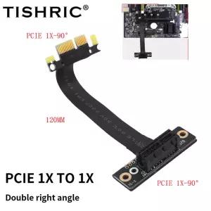 TISHRIC PCIE3.0 1X X1 케이블 120MM 듀얼 90도 직각 연장 PCI Express 고속 확장기 8Gbps