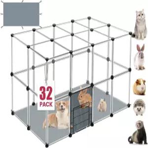 32 패널 작은 동물 놀이펜 48인치 x 32인치 24인치 투명 방수 매트 플라스틱 인클로저 닭용 강아지