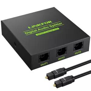 LiNKFOR 디지털 광 오디오 1x3 스플리터 SPDIF 광케이블 지원 5.1CH Dolby-AC3 DTS와 함께 3아웃 알루미늄
