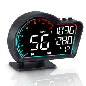 시노트랙 HUD 디지털 GPS 속도계 자동차 유니버설 헤드업 디스플레이 대형 화면 LCD MPH 차량용 오버스피드 다이빙 경보 컴퍼스