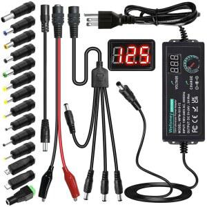 범용 POWER LOGIC 공급 장치 3V24V 3A 72W 조절 가능 가변 3V 5V 9V 12V 18V 20V 24V AC/DC 어댑터 충전기 100V240V ACDC 컨버터14개 팁 포함 극성 변환기 및 4방향 전력 분배기 케이블