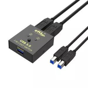 eKL USB 3.0 스위치 셀렉터 컴퓨터 2대 주변 마우스 키보드 프린터 스캐너 1대와 AB 케이블 2팩 공유