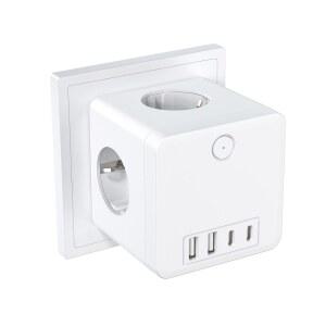 호환 USB 소켓 EU 전원 스트립 큐브 4 AC 콘센트 2 USB 2 Type-C 다중 소켓 스위치 가정용 여행용 EU 벽 플러그 어댑터