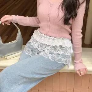 레이스 프릴 스커트 랩스커트 치마 레이스치마 레이어드레이스 레이스레이어드