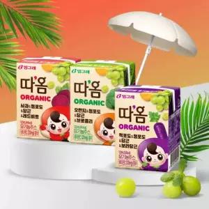 빙그레 따옴 유기농주스 사과 오렌지 적포도 120ml 48팩