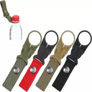 KFHENSOMR 병 클립 4Pcs 물병 걸이 버클 휴대용 미네랄 링 홀더 열쇠고리 캐리어 백팩 벨트 웨빙 스트랩