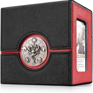 주사위 트레이가 있는 MTG용 카빈카 커맨더 데크 박스 더블 슬리브 카드 100장 TCG/PTCG용 금속 엠블럼이