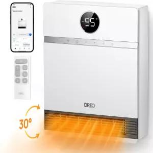 DREO 스마트 벽 히터 실내용 IP24 전기 PTC 공간 30 진동 조절 가능한 온도 조절기 리모컨 알렉사와 함께