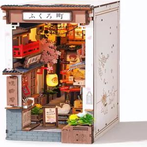 롤라이프 북누크 키트 사쿠라 와인 골목 책장 장식용 3D 나무 퍼즐 일본에서 영감을 받은 테마