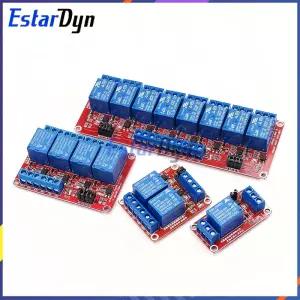1 2 4 8 채널 5V 12V 릴레이 모듈 옵토커플러 포함 아두이노 PIC AVR MCU DIY 프로젝트용 하이 로우 레벨