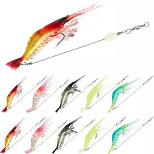 10PCS 소금물 낚시 민물과 위한 빛나는 날카로운 갈고리가 달린 프리미엄 부드러운 새우 도구 - Syosisny