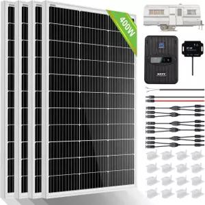 400와트 12볼트 태양광 패널 키트 4pcs 100W 40A MPPT 충전 컨트롤러 블루투스 모듈 마운팅 Z 브래킷