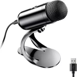 LIGANSTAR USB 컴퓨터 마이크 스트리밍 녹음을 위한 음소거 버튼이 있는 팟캐스트 데스크톱 전방위 콘덴서