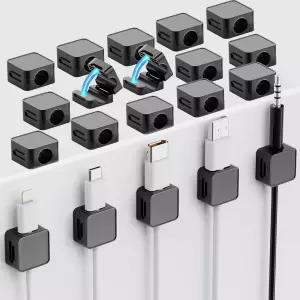 20팩 코드 정리함 홀더 강력 접착 책상 케이블 관리 휴대폰 충전 와이어 깔끔하게 정리하여 가정 사무실