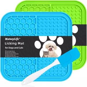 강아지와 고양이를 위한 MateeyLife 2PCS 작은 핥기 매트 반려견 불안 용 지루함 땅콩버터 패드 목욕