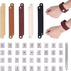 PH PandaHall 36pcs 가죽 스탬핑 도구 문자 번호 스탬프 펀치 13x10mm 공예 금속 5가지 색상 스냅 팔찌 빈