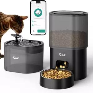 자동 고양이 급식기 및 급수대 라이웰 3L WiFi 타임 반려동물 사료 디스펜서 2.5L 물 개를 위한 APP 포함