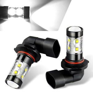 Anyhut 2 PCS Car H10 9005 LED 안개 전구 콤보 합금 램프 본체 크리 칩 50W 6000K 360 조명 백색광 베이스 안개등 교체 대부분의 차량에 적합 흰색