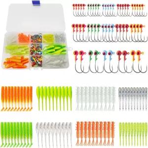 135 PCS 크래피 루어 키트 - 지그 송어 농어용 부드러운 플라스틱 낚시 바늘을 향하다 월리 블루길