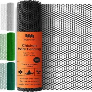 애완동물 보호를 위한 마포치 플라스틱 닭 철사 울타리 - 15.7인치 x 10피트 검은색 HDPE 메쉬 개 고양이