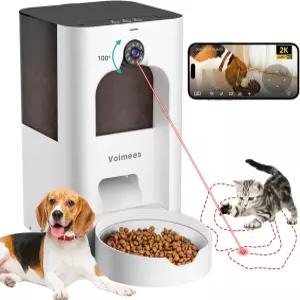2K 카메라 티즈 펫 2.4GHz 및 WiF 반려동물 사료 공급기 위아래로 회전하는 디스펜서 일정 야간 시야