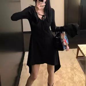 원피스 스커트 검정 긴팔 봄가을 여성치마 언밸런스 OP1