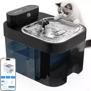 HAPAW 2026 최신 고양이 분수 필터 면 없음 앱 모니터링 폐수 분리 무선 애완동물 5000mAh 배터리 및