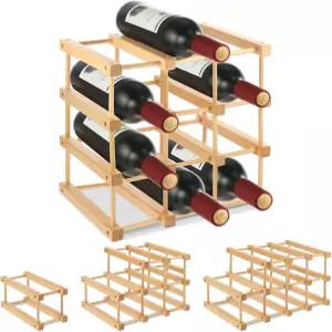 Wensdr 나무 와인 랙 12병 적재 가능한 모듈식 저장 내부 캐비닛 및 조리대용 DIY 조립 홀더 비치 우드
