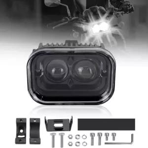 JESTMOTOR 4인치 LED 모터사이클 라이트 DRL 헤일로 하이/로우 빔 드라이빙 장착된 사각형 러닝 ATV 및