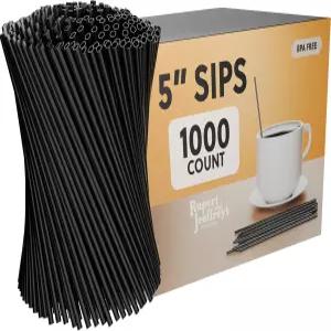 일회용 플라스틱 커피 교반 빨대 - 5인치 SIP 스틱 블랙 1 000개