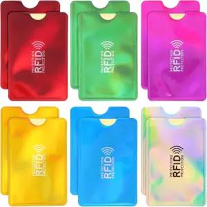 RFID 차단 카드 슬리브 세트 신원 도용 방지 신용 보호기 방수 알루미늄 호일 슬림 디자인 6가지 색상 각